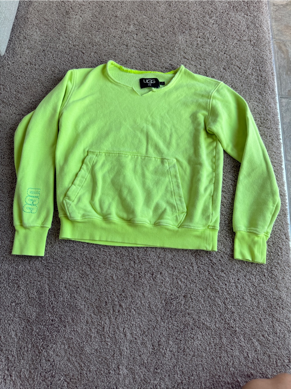 UGG Neon Lime Green Crewneck Sweatshirt cozy, comfy, soft, saw fall sweater